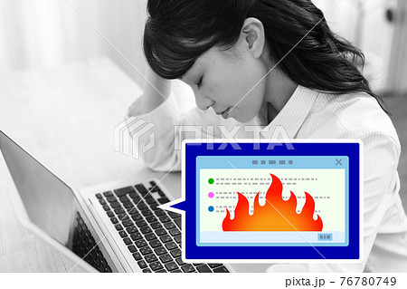 ネット炎上で困る女性イメージ 76780749