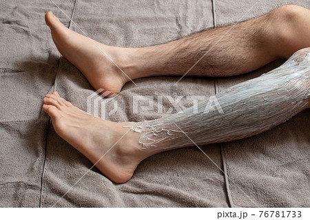 Men S Leg Hair Removal Image Of Applying Hair Stock Photo