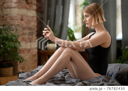 Woman making selfie on the phone 76782430