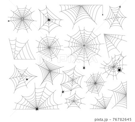 Cobweb and spider Halloween scary element set 76782645