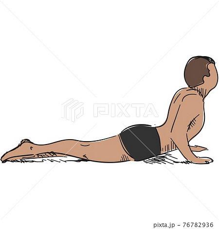 Vector man yoga pose bhujangasana posture illustration 76782936