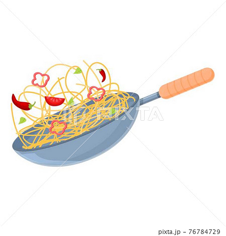 Wok food tomato icon, cartoon style 76784729