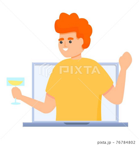 Virtual online party icon, cartoon style 76784802