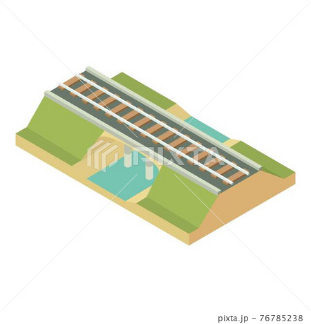Railway river bridge icon, isometric style Railway river bridge icon, isometric style 76785238