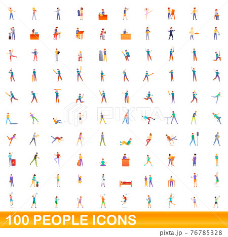 100 people icons set, cartoon style 100 people icons set, cartoon style 76785328