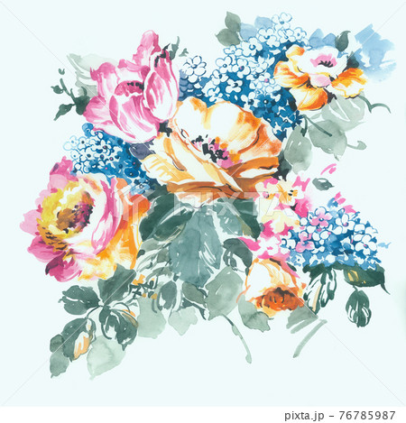 透明水彩 水彩画 花 76785987