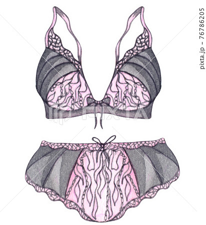 Watercolor lingerie. Hand draw underwear. - Stock Illustration