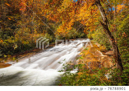 Sliding Rock Falls on Looking Glass Creek in Pisgah National Forest, North Carolina, USA 76788901