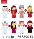 Kids in different traditional costumes (Bahrain, Oman, Qatar, Jordan) 76789043