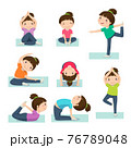 Cute girl doing yoga on a white background 76789048