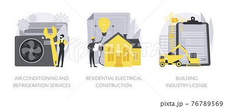 Builder contractor services abstract concept vector illustrations. 76789569