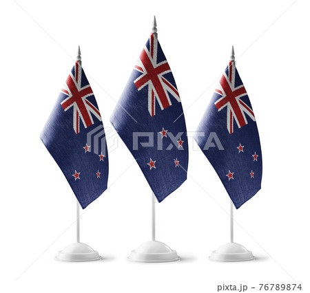 Small national flags of the New Zealand on a white background 76789874