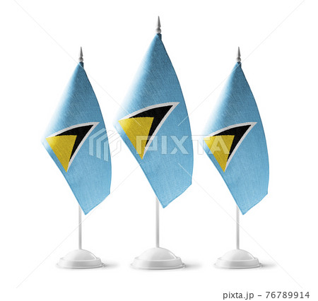 Small national flags of the Saint Lucia on a white background 76789914