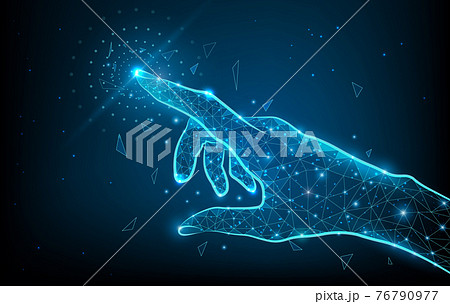 Touch the future low poly hand wireframe....のイラスト素材 [76790977] - PIXTA