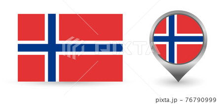 Vector flag Norwegian. Location point with flag Norway inside. 76790999