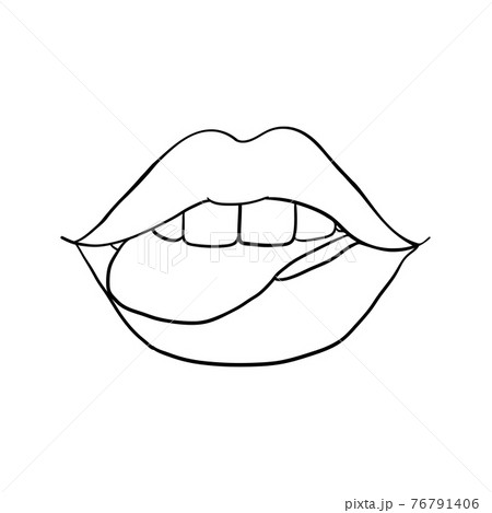 Sexy plump lips kiss isolated line art, Hand drawn illustration, Vector sketch Sexy plump lips kiss isolated line art, Hand drawn illustration, Vector sketch 76791406