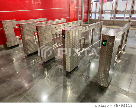 automatic entrance ticket gate of subway ,Entrance Gate Ticket Access Touch technology Subway Station with no people automatic entrance ticket gate of subway ,Entrance Gate Ticket Access Touch technology Subway Station with no people 76793115