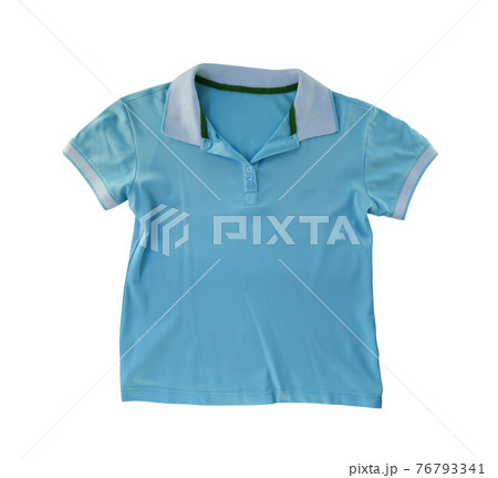 Blue t-shirt isolated on white. 76793341