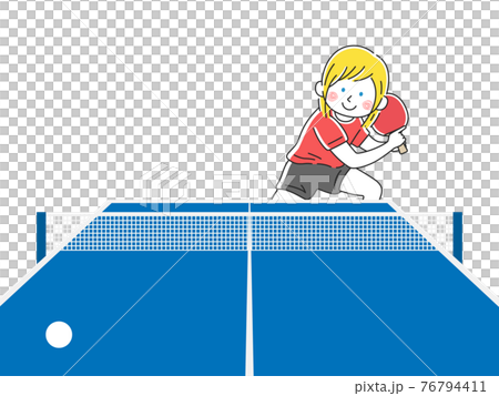 一名白人女子打乒乓球的插圖 76794411