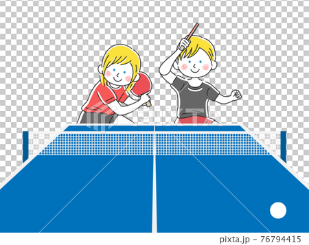 卓球のミックスダブルスのイラスト 卓球のミックスダブルスのイラスト 76794415