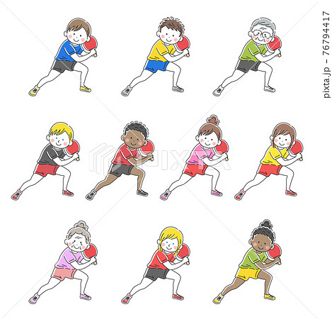 卓球をする人のイラストセット 76794417