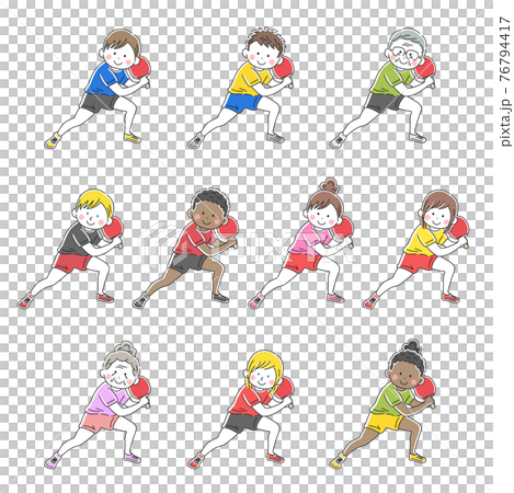 卓球をする人のイラストセット 76794417
