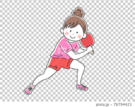 Illustration of a woman playing table tennis Illustration of a woman playing table tennis 76794423