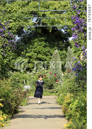 港の見える丘公園の香りの庭を歩く幼児(5歳児) 76794687