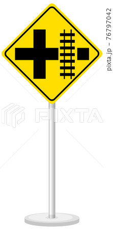 Yellow traffic warning sign on white background 76797042