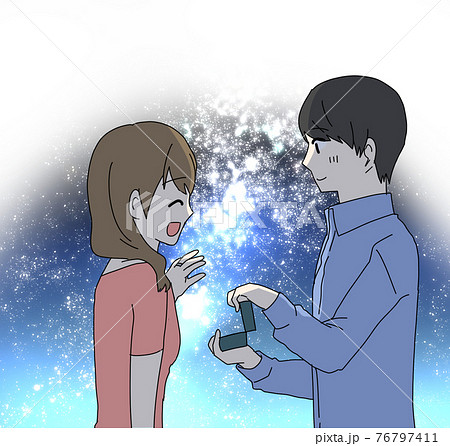 指輪をはめる女性のイラスト素材