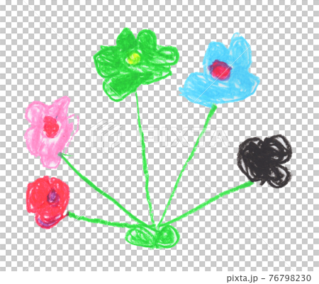 子供がクレヨンで描いたお花のイラスト素材 [76798230] - PIXTA