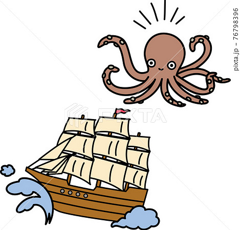 Kraken And Sailing Ship Stock Illustration
