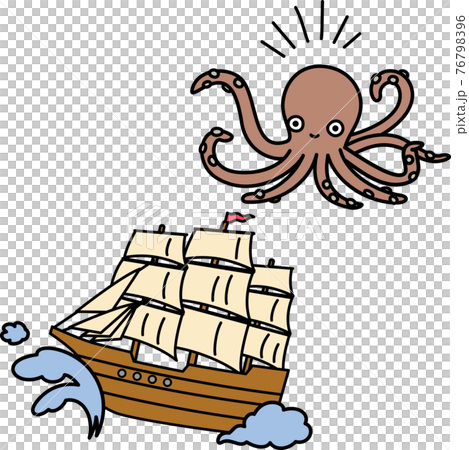 クラーケンと帆船 76798396