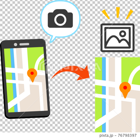 スマートフォンのスクリーンショット機能のイラスト素材