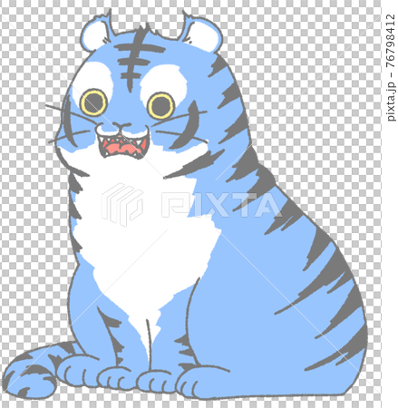 フレーメン反応中のトラ（青色）のイラスト素材 [76798412] - PIXTA