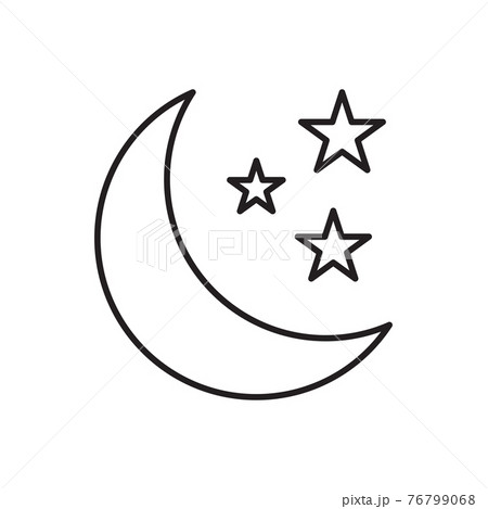 Moon and star outline icon vector for your web design, logo, UI. illustration 76799068