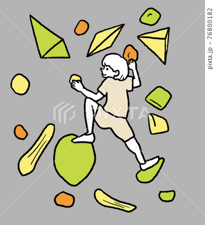 ボルダリングをする女性のイラスト ボルダリングをする女性のイラスト 76800182