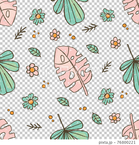 GRUNGE LEAVES Tropical Nature Hand Drawn Style Seamless Pattern Vector Illustration For Print GRUNGE LEAVES Tropical Nature Hand Drawn Style Seamless Pattern Vector Illustration For Print 76800221