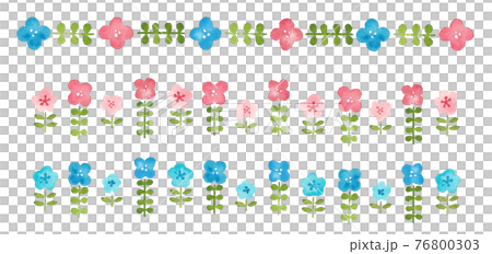 手描き水彩 北欧風の花 ライン素材 手描き水彩 北欧風の花 ライン素材 76800303