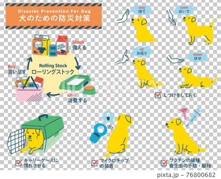 犬の防災対策イラストセット 76800682
