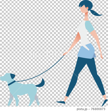 一個簡單的女人遛狗的插圖 一個簡單的女人遛狗的插圖 76800873