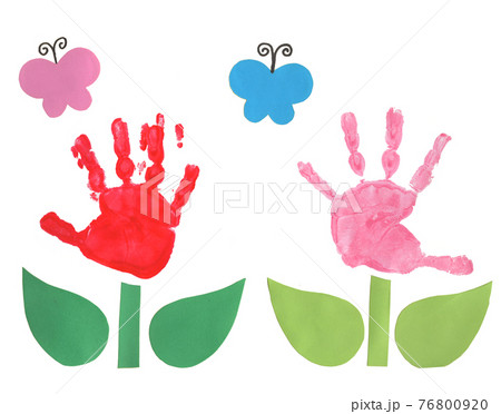 子供の手形のお花のイラスト素材