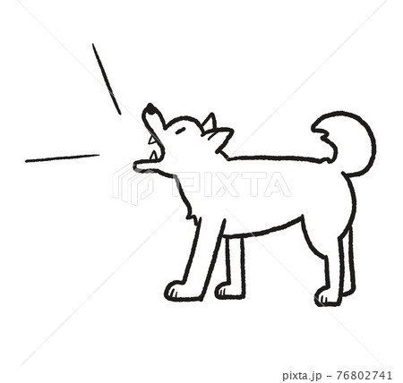 吠える犬の線画イラストのイラスト素材
