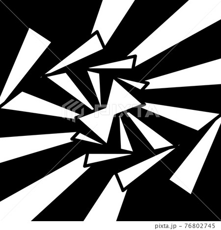 Graphic shapes triangle swirling in loop. Black and white shapes that create illusion of movement 76802745