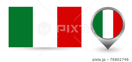 Vector flag Italy. Location point with flag italian inside. Vector flag Italy. Location point with flag italian inside. 76802746