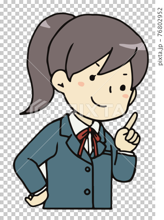 指を立ててアドバイスする女子学生のバストアップのイラスト素材