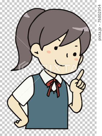 指を立ててアドバイスする女子学生のバストアップのイラスト素材