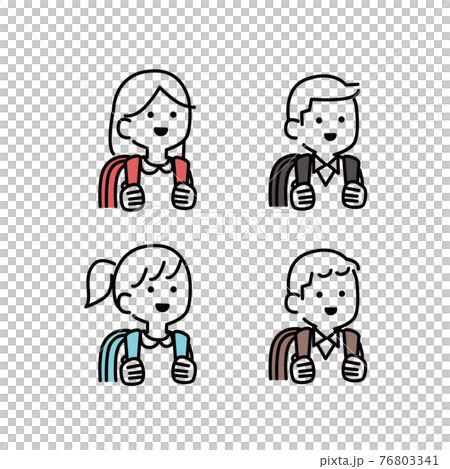 ランドセルを背負うキッズたちイラスト素材 76803341