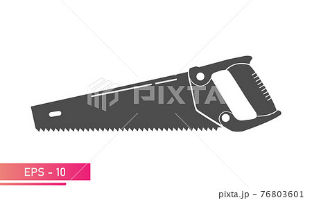 A large, comfortable wood saw. Solid design. On a white background. Carpenter tools. Flat vector illustration. A large, comfortable wood saw. Solid design. On a white background. Carpenter tools. Flat vector illustration. 76803601