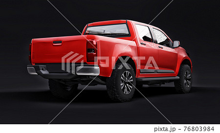 Red pickup car on a black background. 3d rendering. 76803984